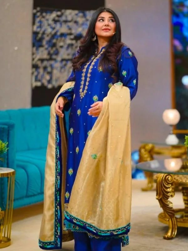 royal blue hand embroiderred royal blue hand embroiderred