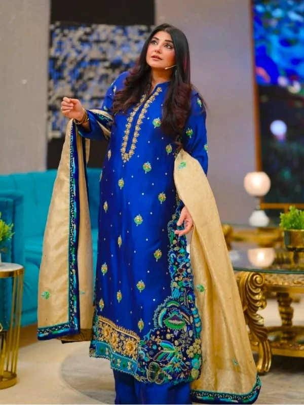 royal blue hand embroiderred royal blue hand embroiderred